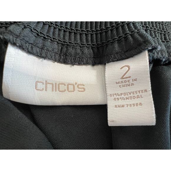 Chicos A Line Skirt Womens Size 2 US Large Smocked Back Pull On Black Casual - Picture 6 of 7
